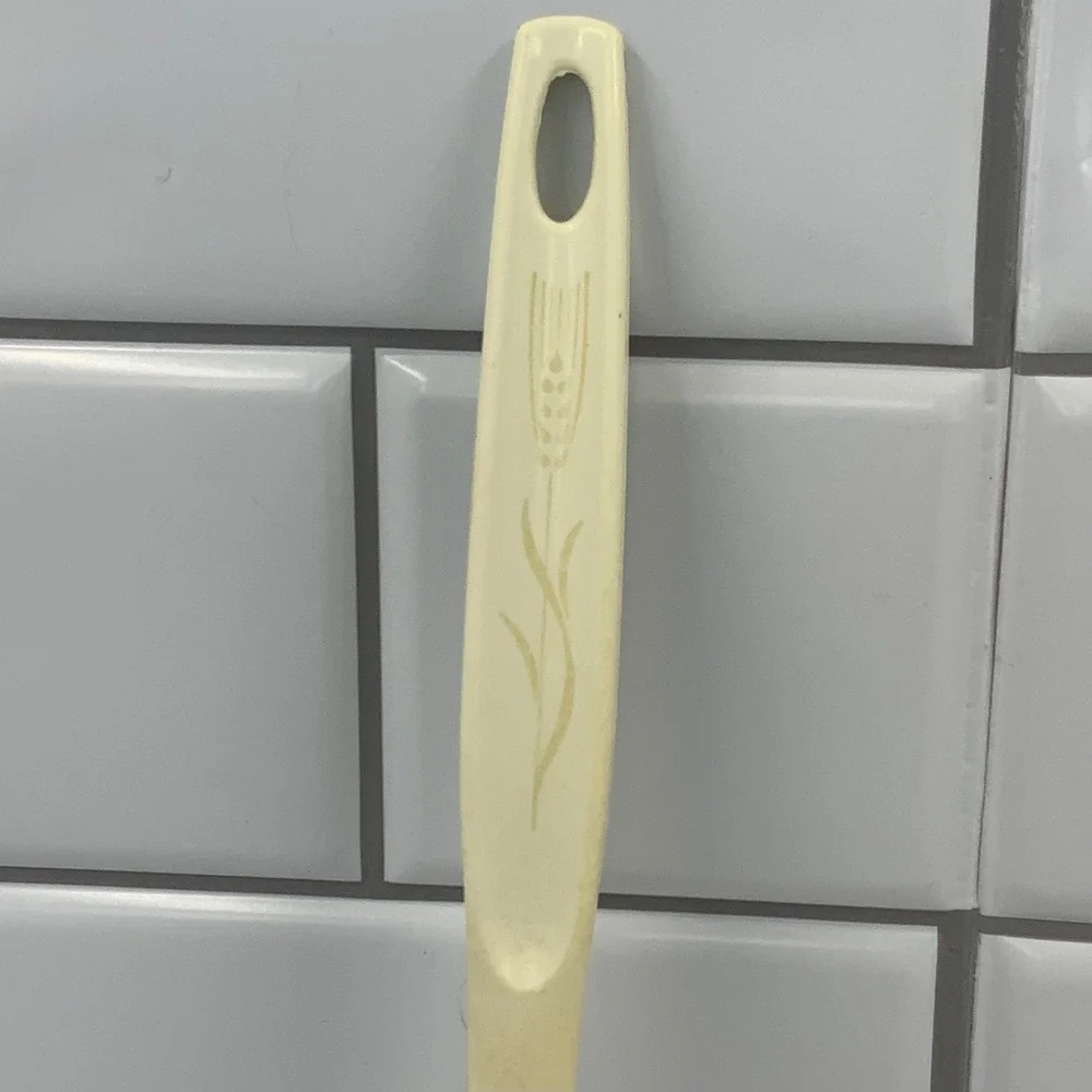 Vintage Foley Wheat Stalk Slotted Spoon Nylon Cream 11.5in